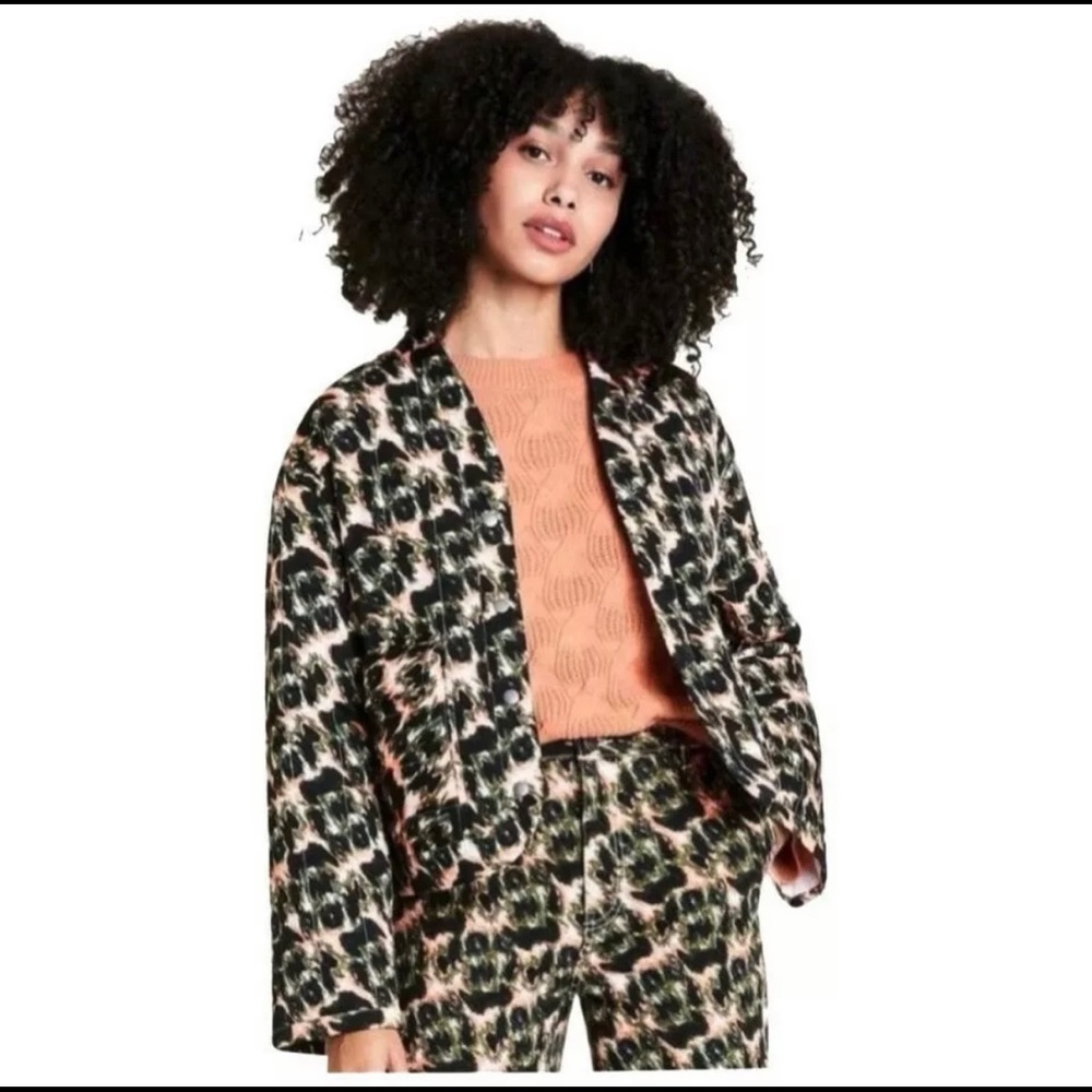 Rachel Comey x Target Women's Cropped Quilted Jacket Olive Crayon Leopard